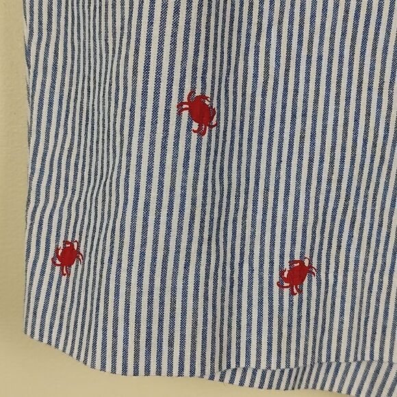 Talbot's Girlfriend Cotton Pinstripe Shorts with Crab Print Size 14P - Picture 6 of 11